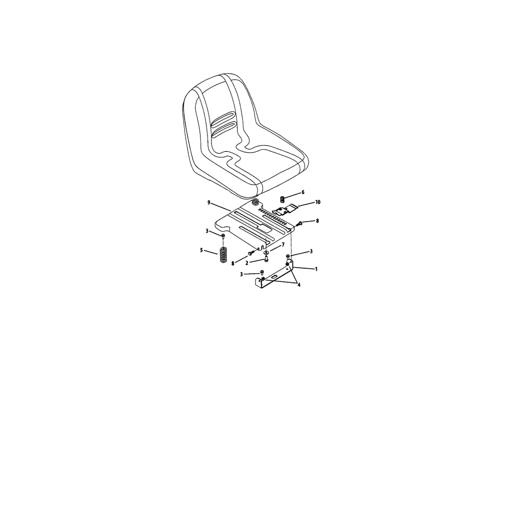Seat Adjustment Diagram and Parts List for RZTSERIES  Cub Cadet Lawn Tractor